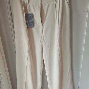 Elegant Cream Wide Leg Women's Pants